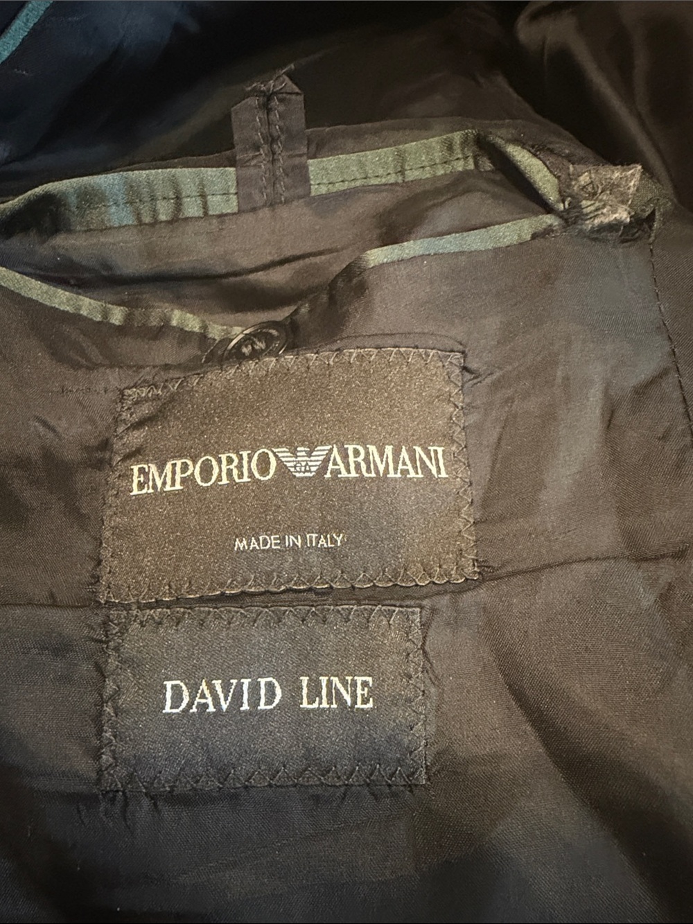 Emporio Armani Black Men’s Jacket with Subtle Green Trim
